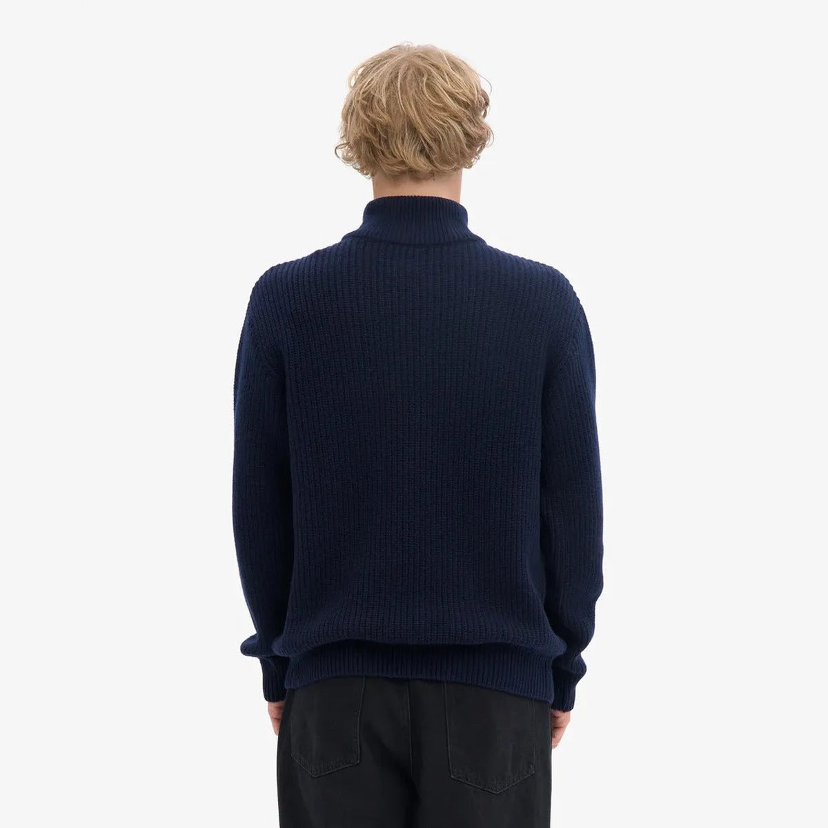 Colorful Standard Merino Quarter Zip in Navy Blue