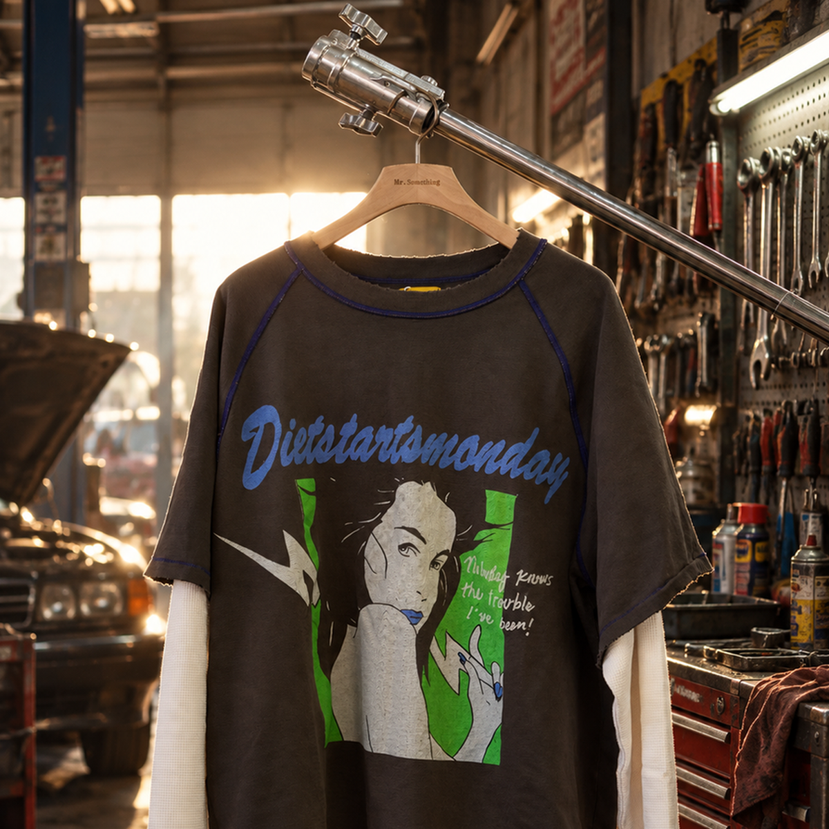 Diet Starts Monday Double Layer Trouble Tee Black – Mr.Something campaign