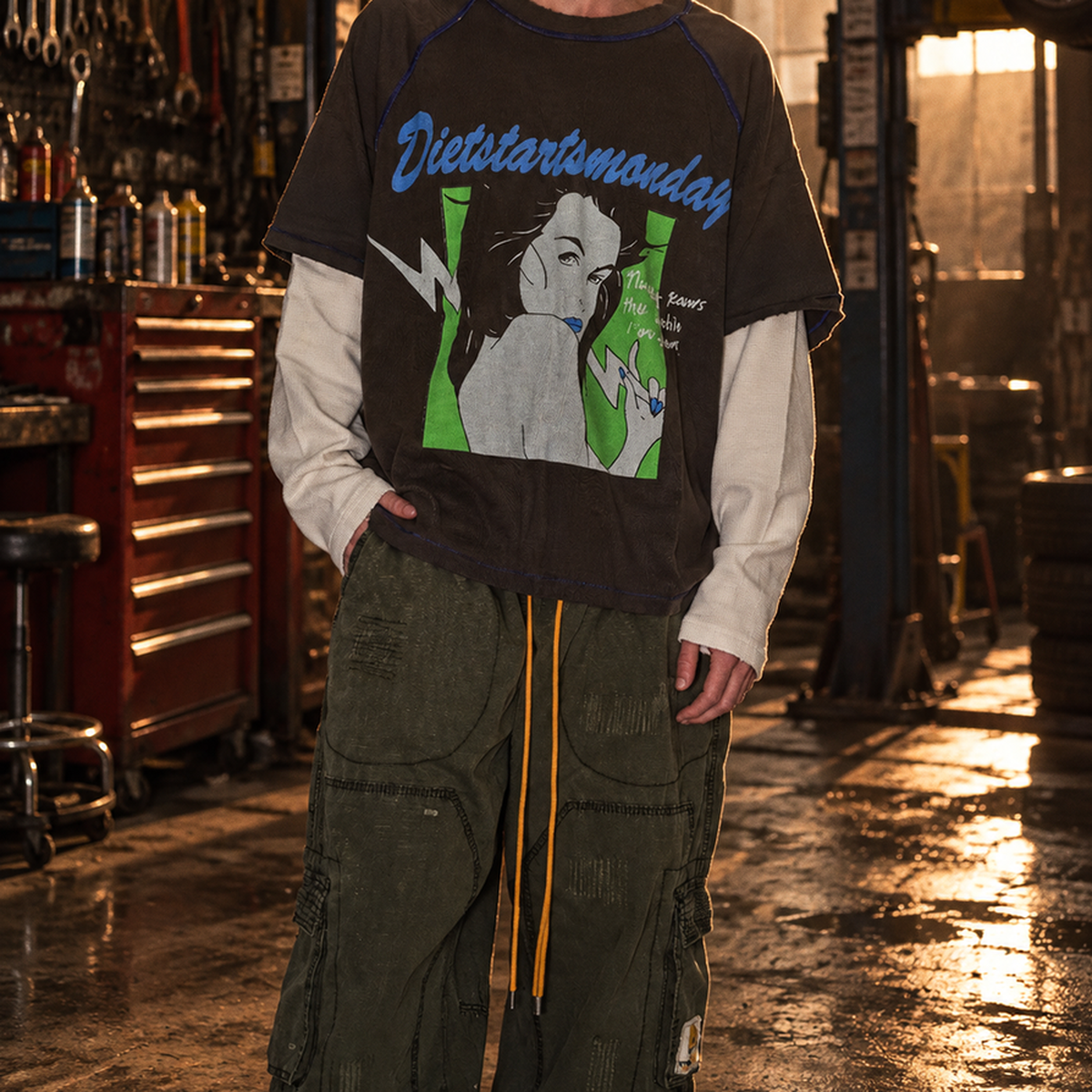 Diet Starts Monday Repair Cargo Pants Olive – Mr.Something campaign