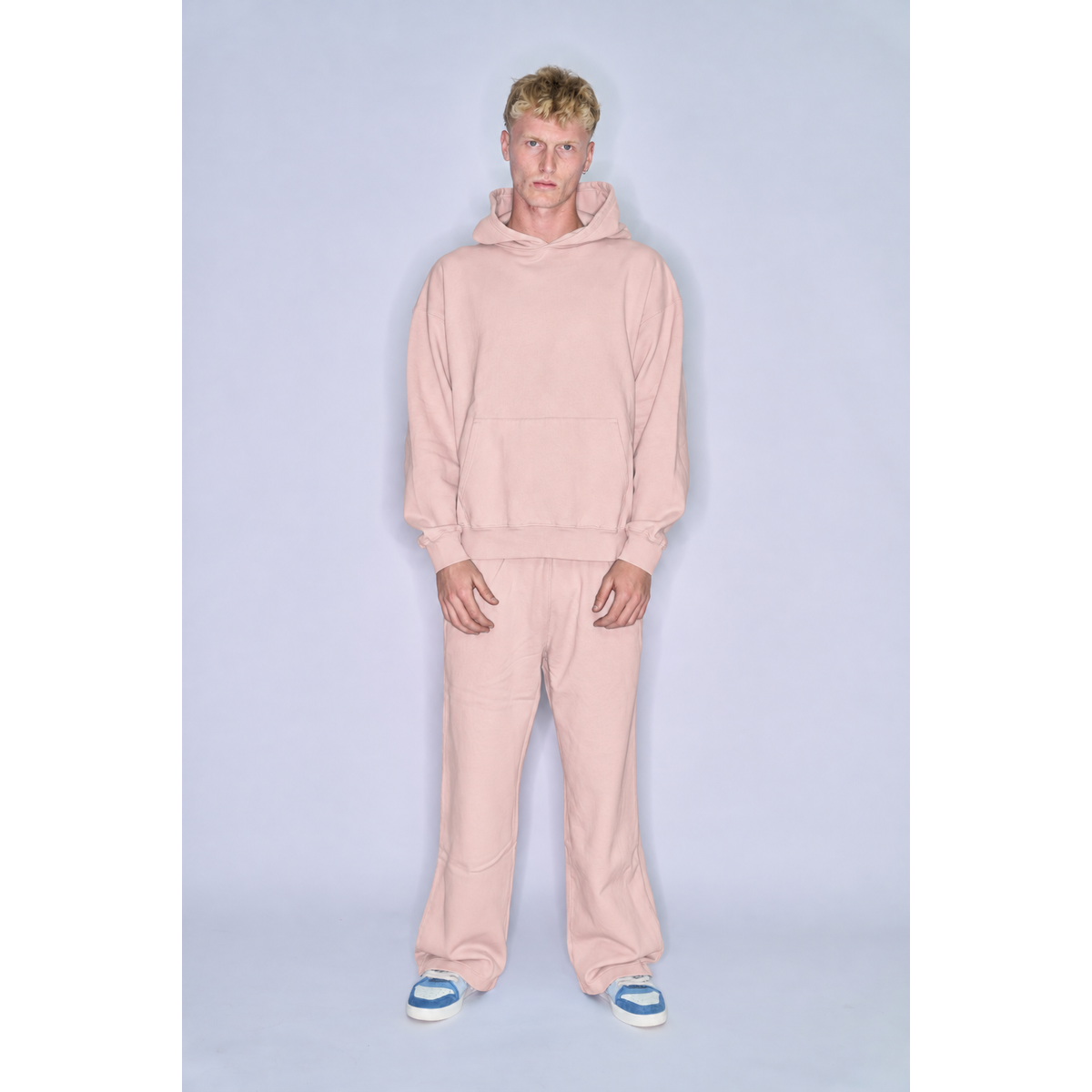 Colorful Standard Faded Pink set – full look on model