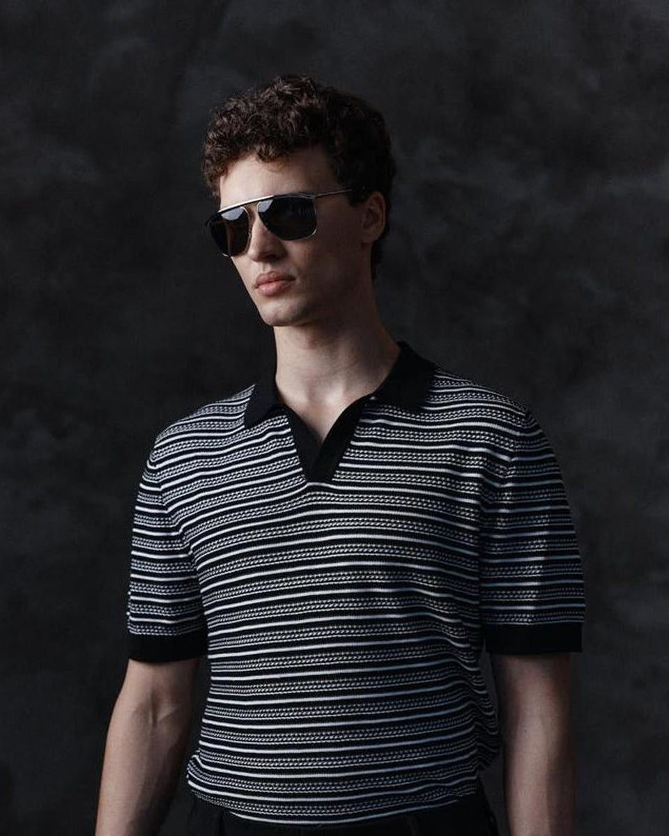 Drykorn Braian Black Stripes Knitted Polo – Mr.something campaign
