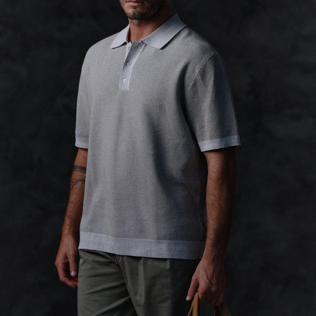 Drykorn Tamian Relaxed Knit Polo Grey