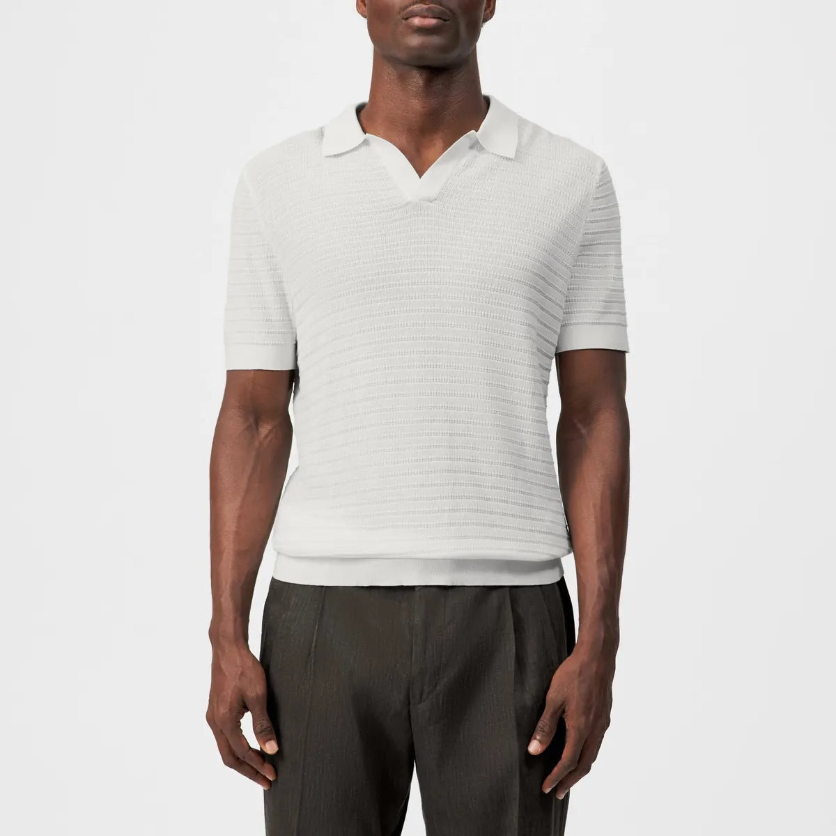 Drykorn Braian Knitted Polo Shirt in Ecru