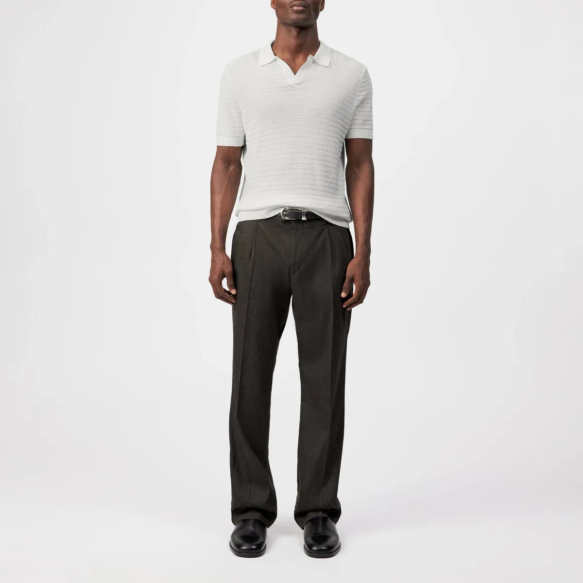 Drykorn Braian Knitted Polo Shirt in Ecru