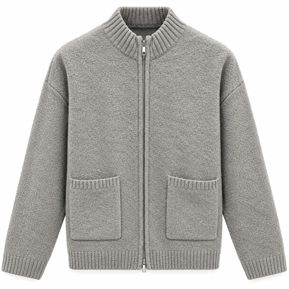 NOBL Alfred Boucle Zip Through Knit Jacket