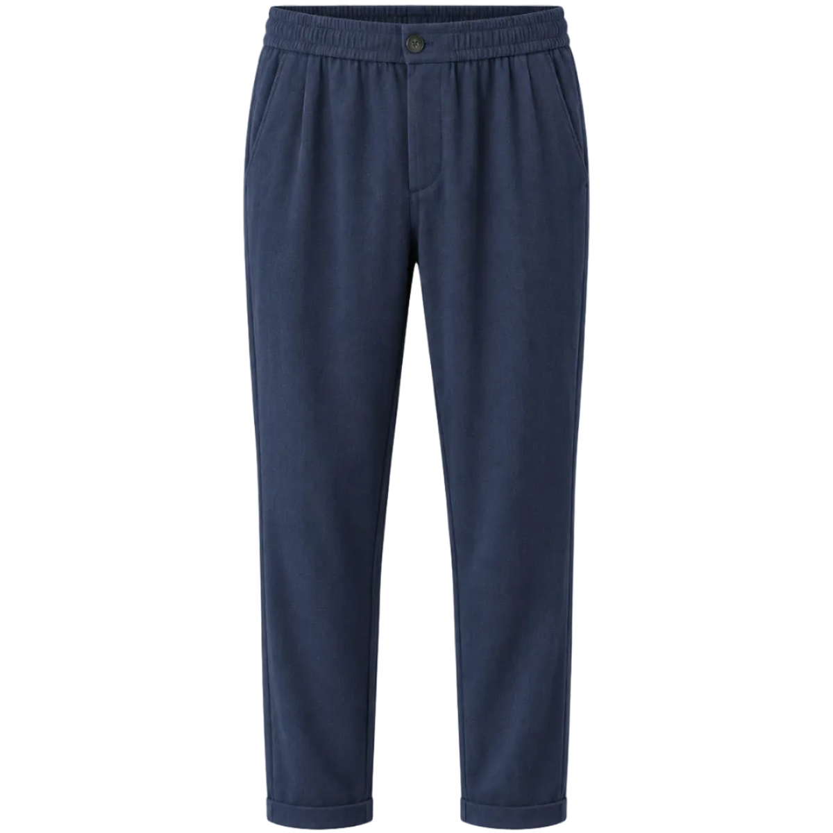 NOBL Rafe Linen Drawstring Trousers in Navy