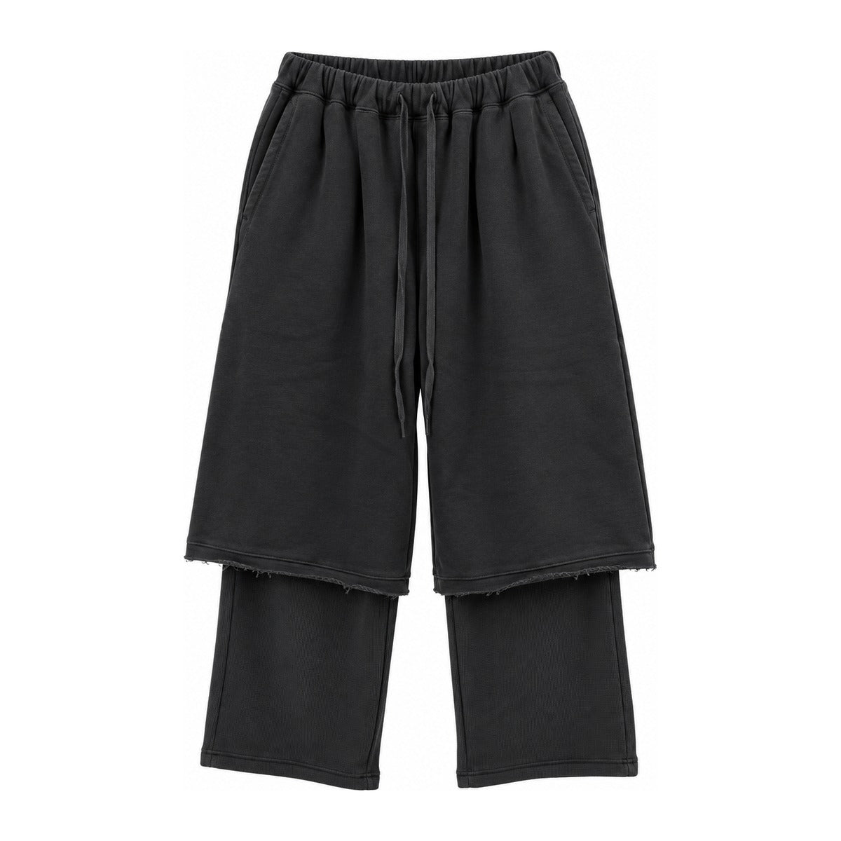 Discovered Layered Wide Trousers in Black