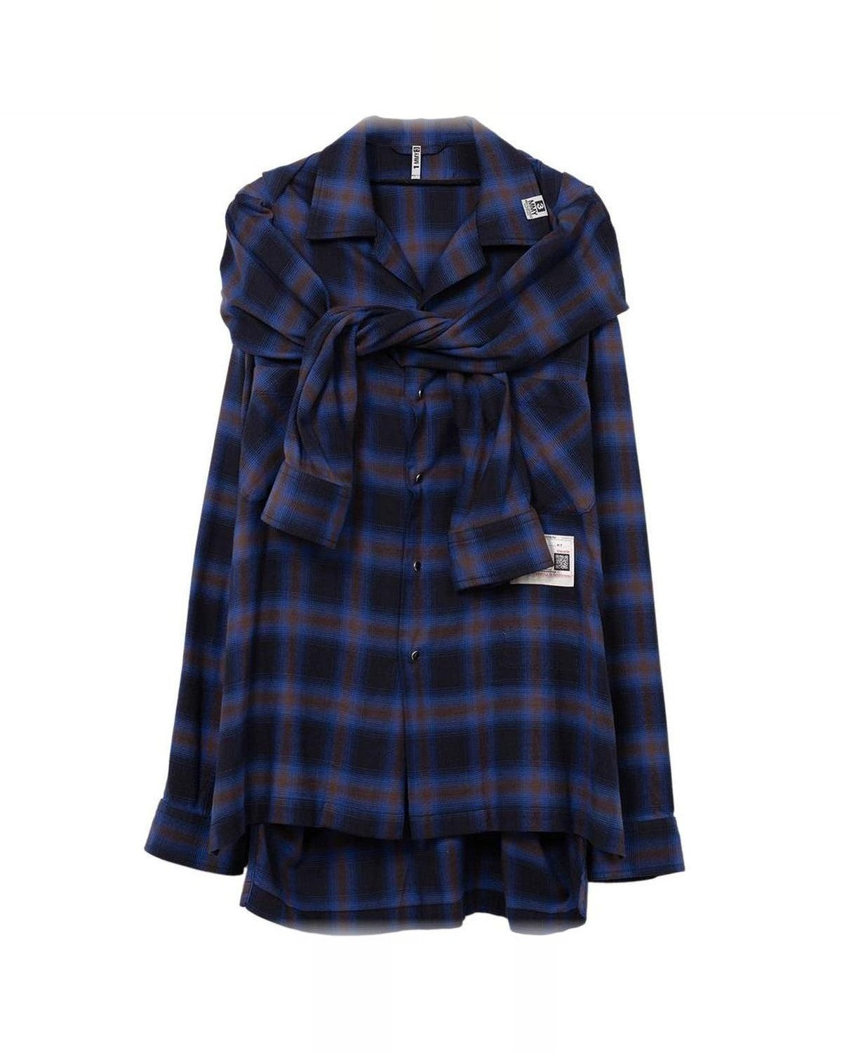 Maison Mihara Yasuhiro Sleeve Layered Check Shirt