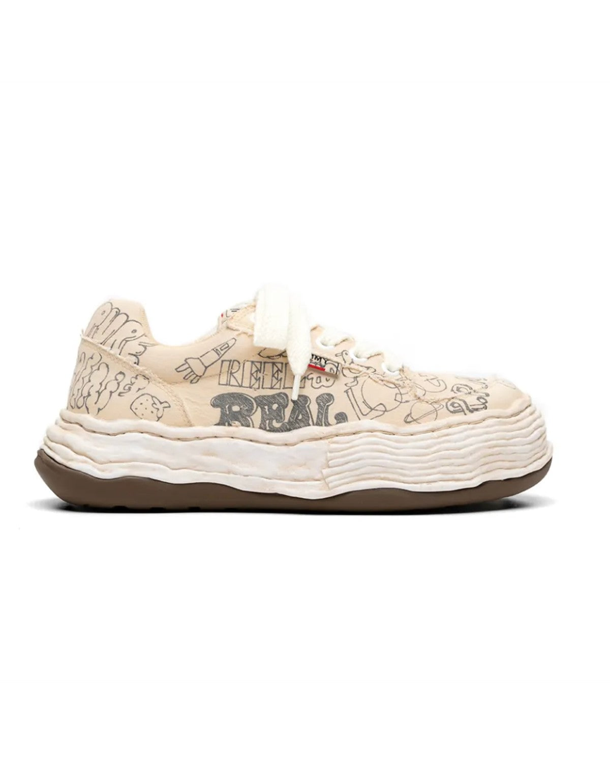 Maison Mihara Yasuhiro Oliver Graffiti Sneakers in Beige