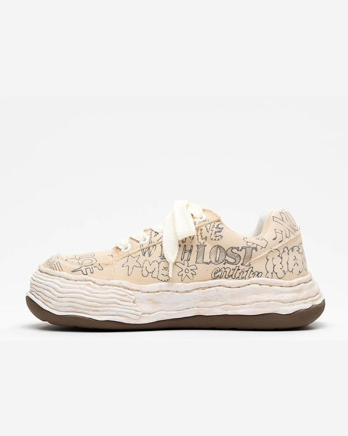 Maison Mihara Yasuhiro Oliver Graffiti Sneakers in Beige