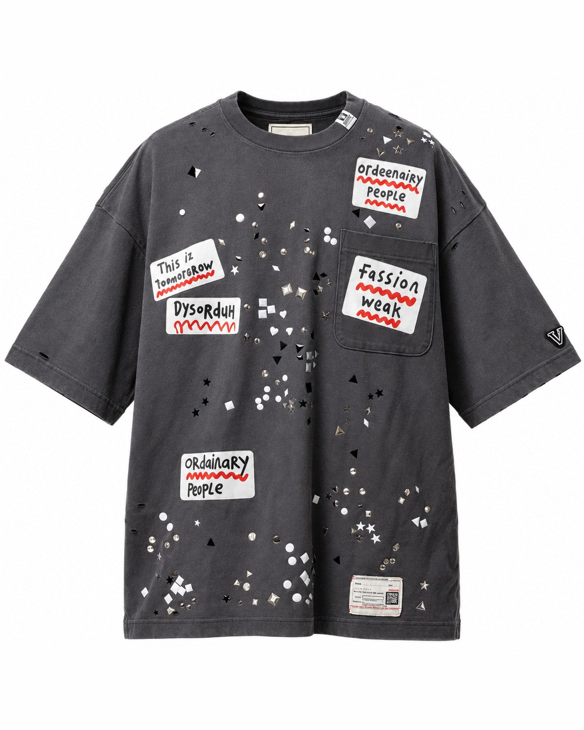 Maison Mihara Yasuhiro Sticker T-Shirt in Black
