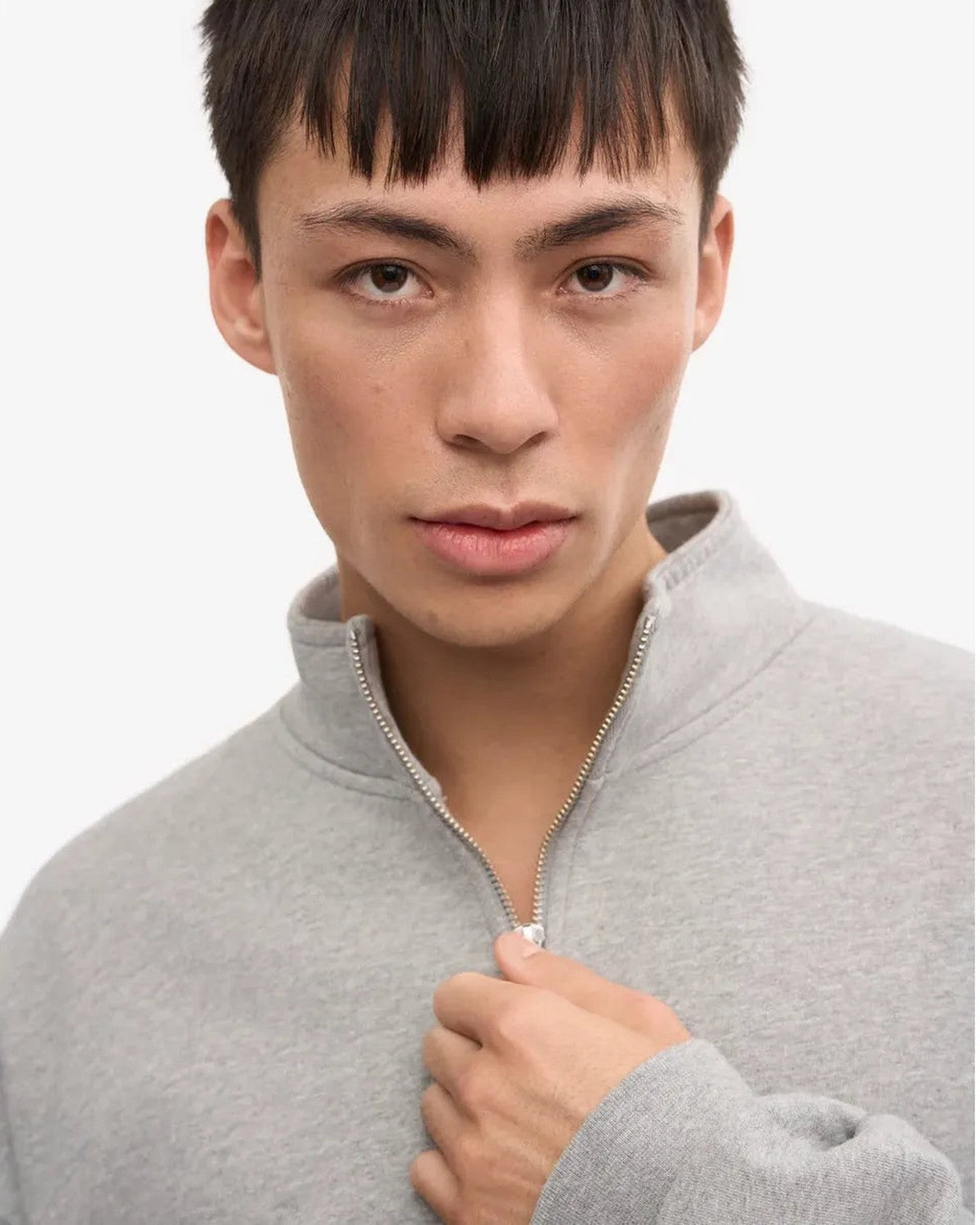Colorful Standard Organic Quarter Zip in Heather Grey