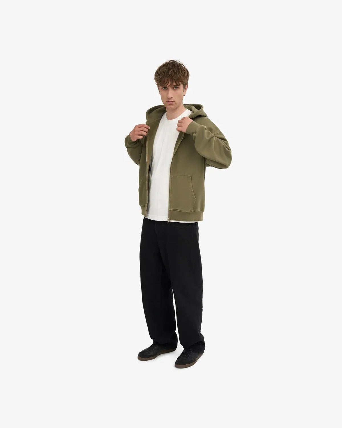 Colorful Standard Organic Oversized Zip Hoodie in Dusty Olive