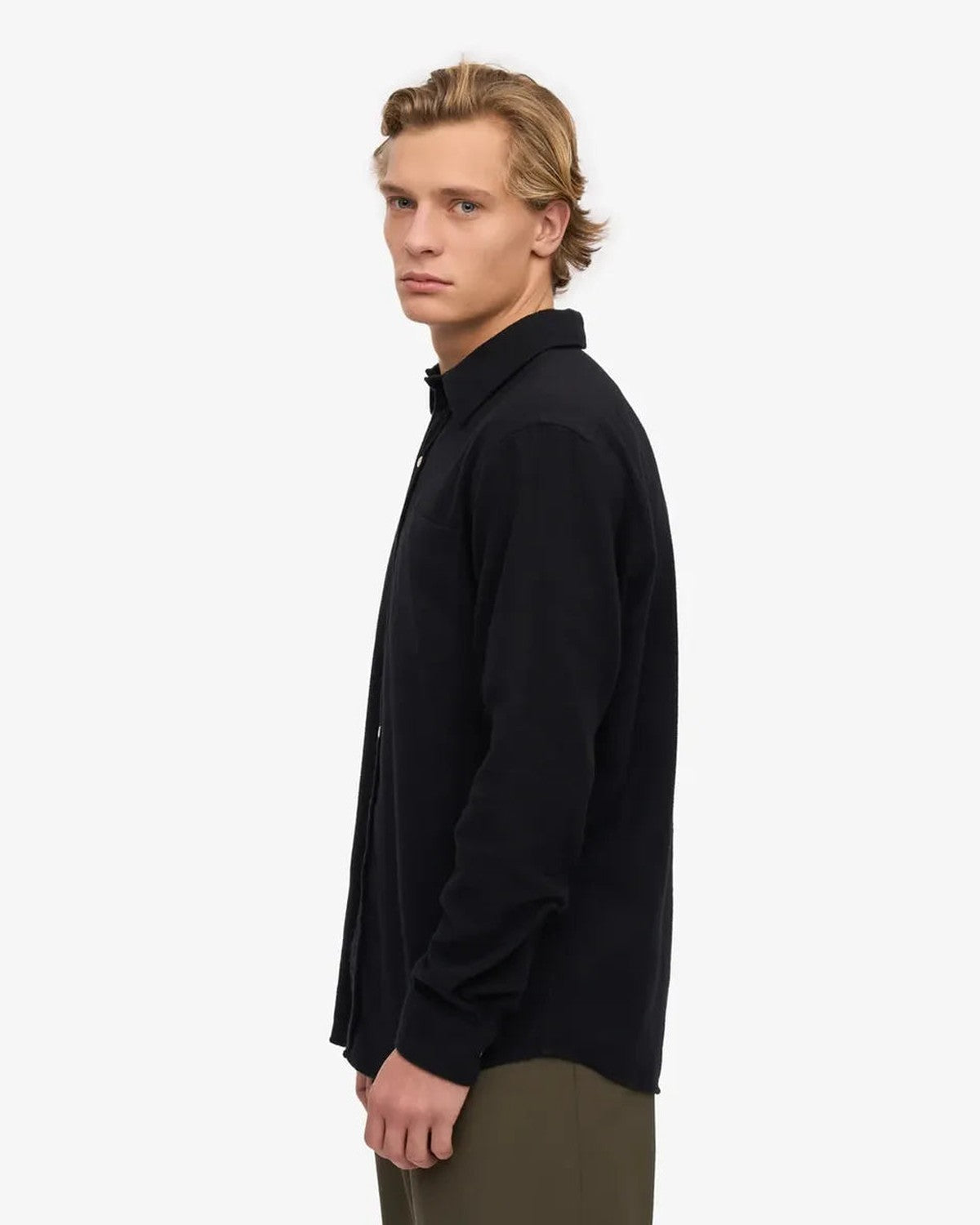 Colorful Standard Organic Flannel Shirt in Deep Black