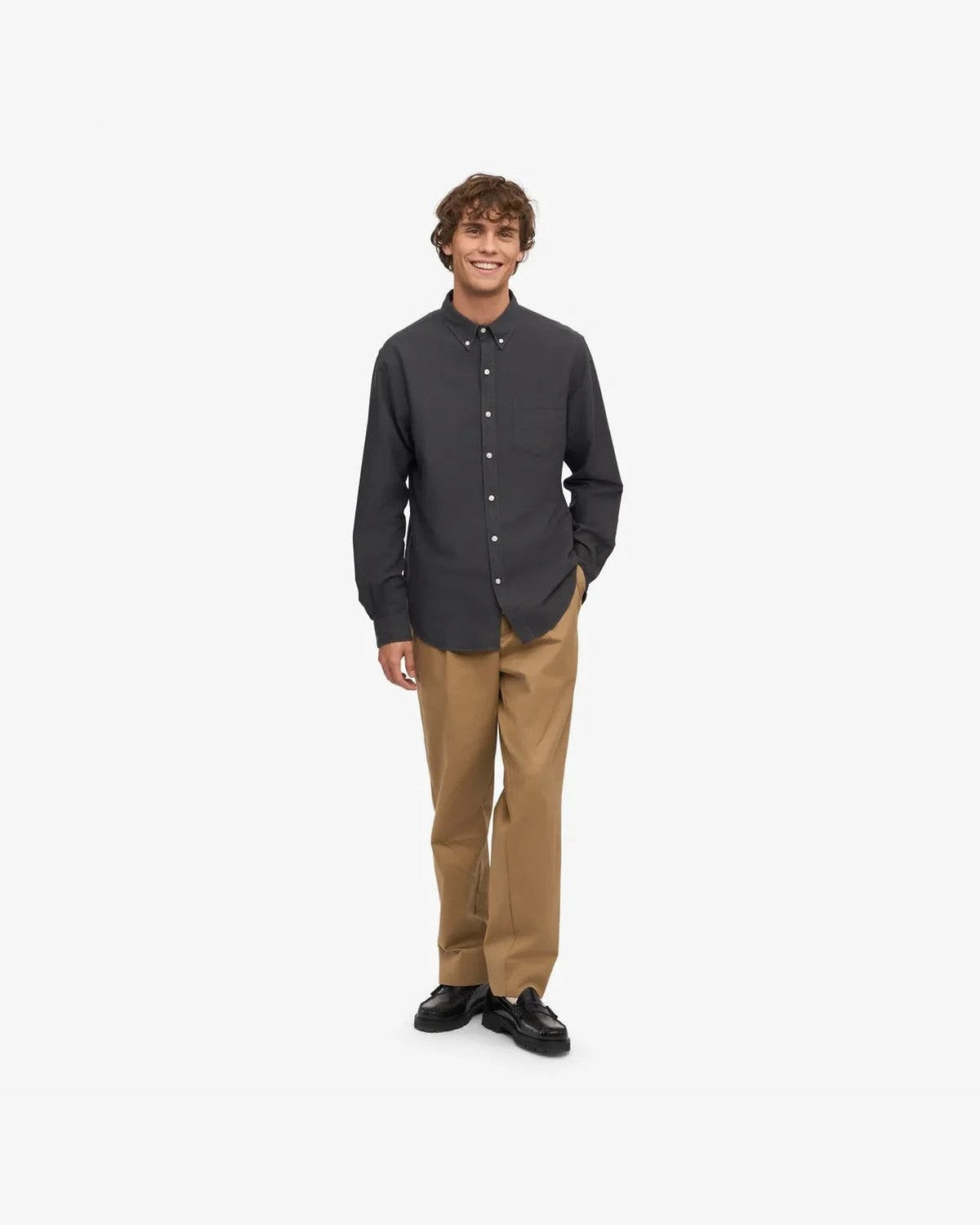 Colorful Standard Organic Flannel Shirt in Lava Grey