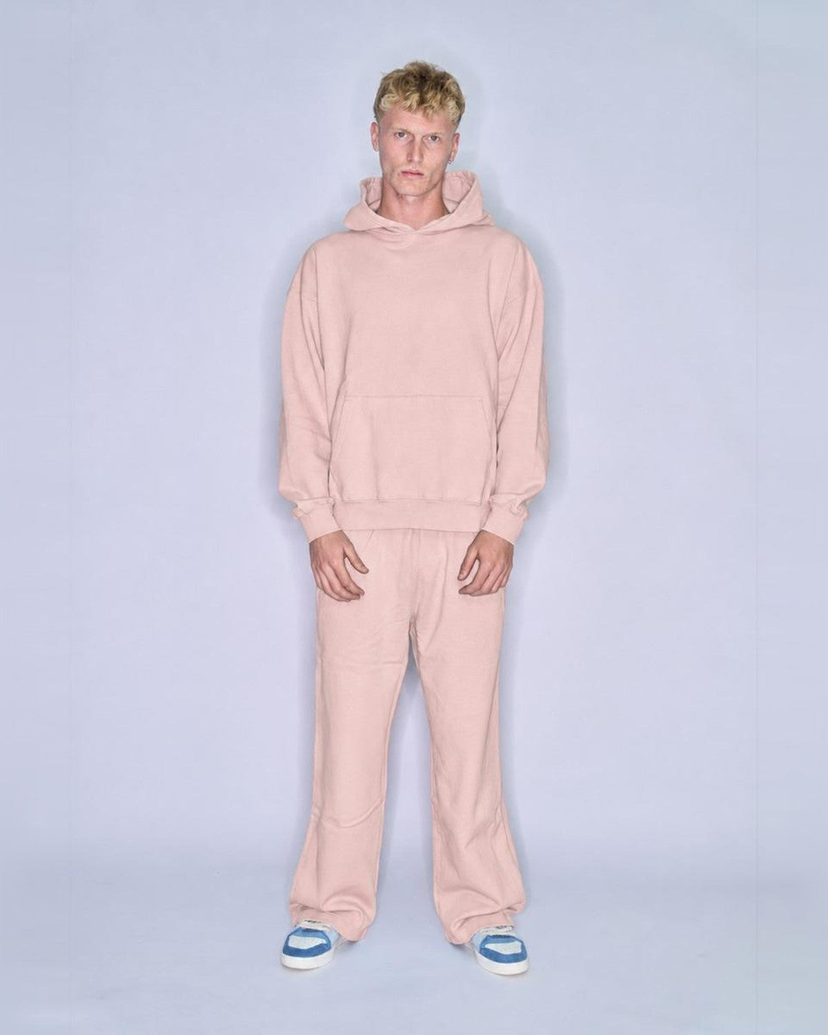Colorful Standard Hoodie and Straight Leg Sweatpants Set in Faded Pink