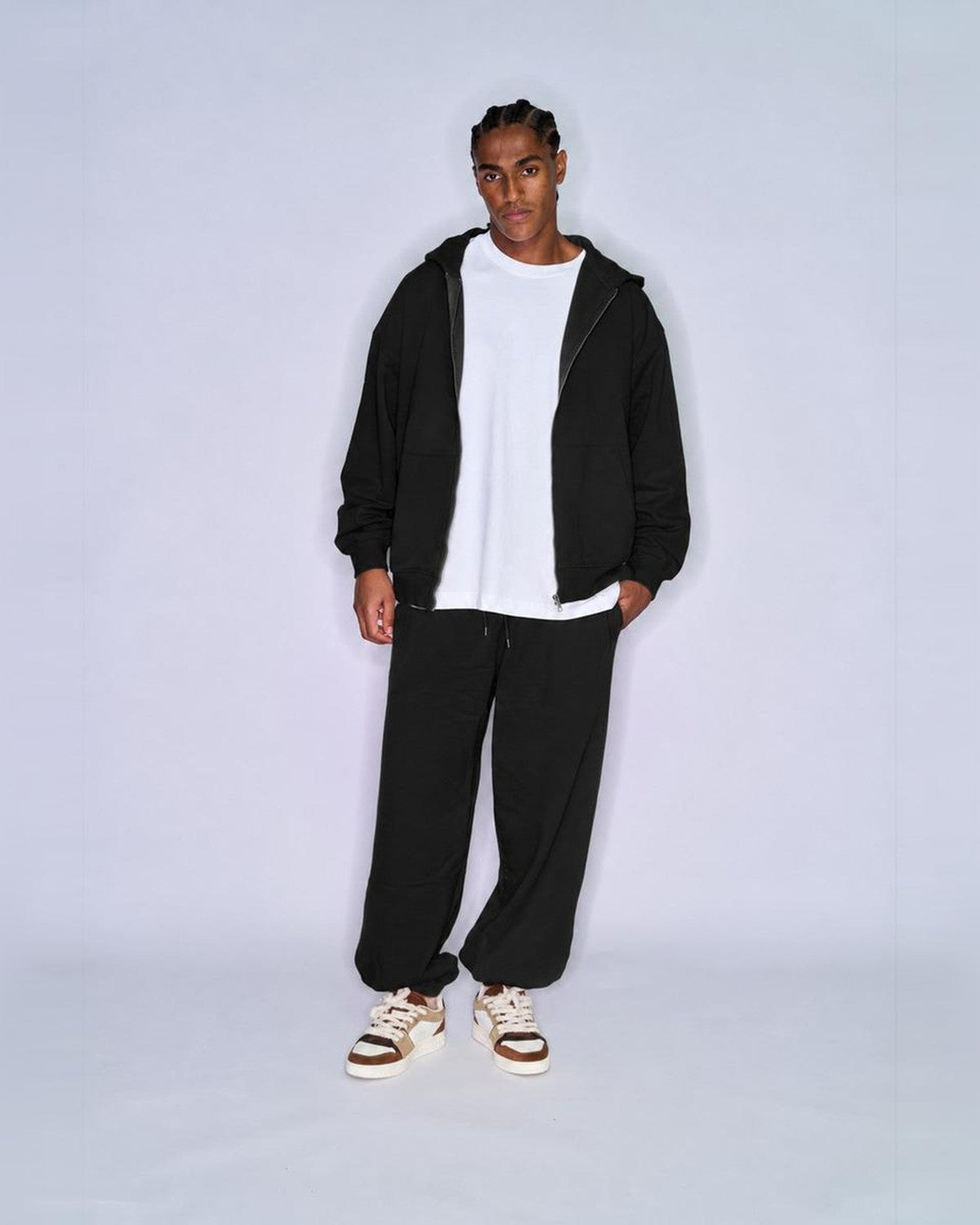 Colorful Standard Zip Hoodie and Sweatpants Set in Deep Black