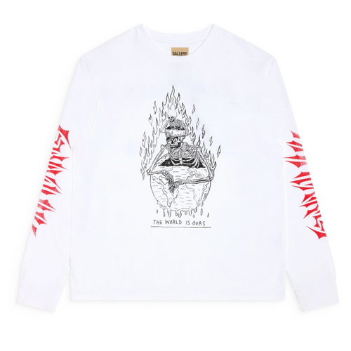 Gallery Dept. The World Is Ours Long Sleeve T-Shirt in Clean White