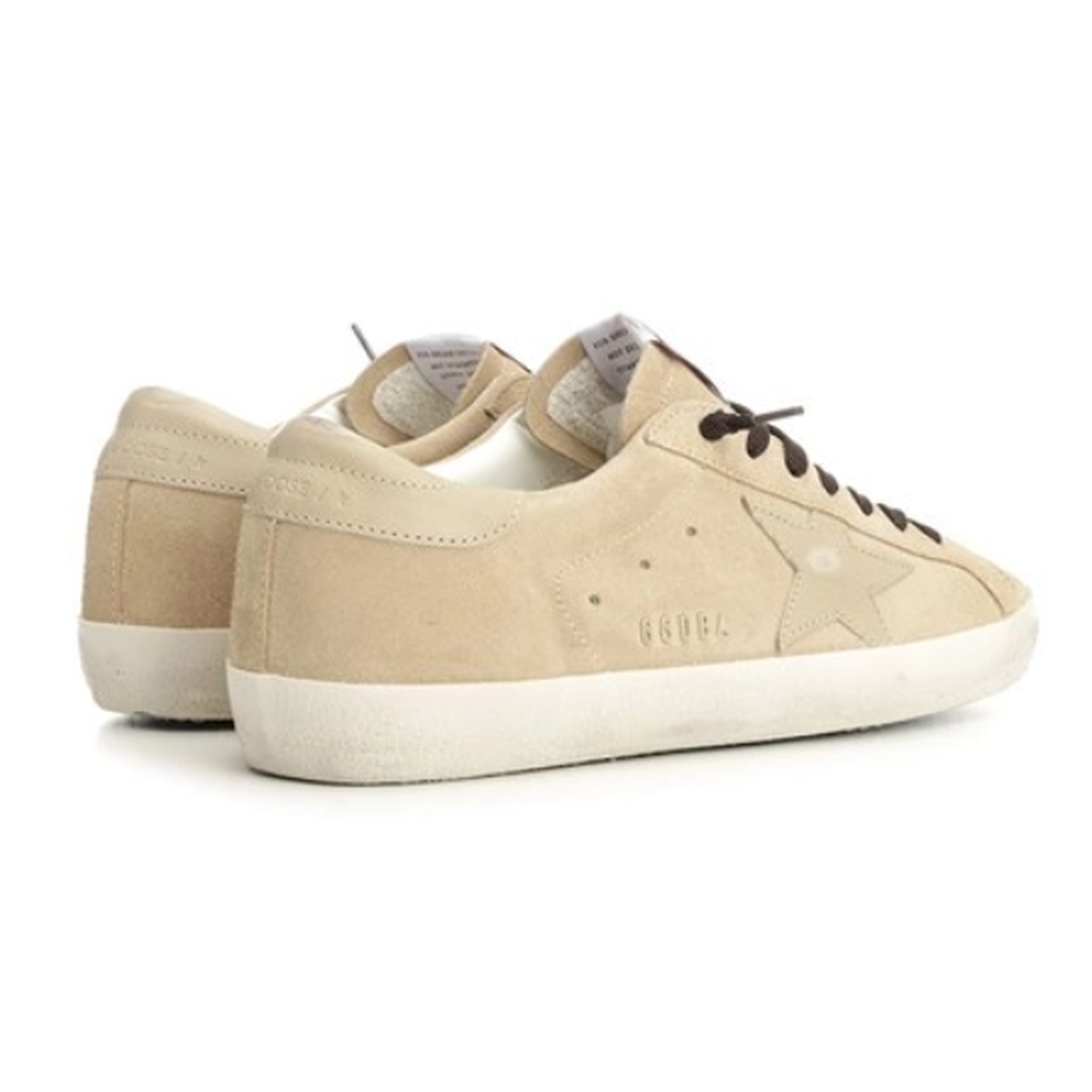 Golden Goose Super-Star Suede Sneakers in Beige with a Metal Lettering