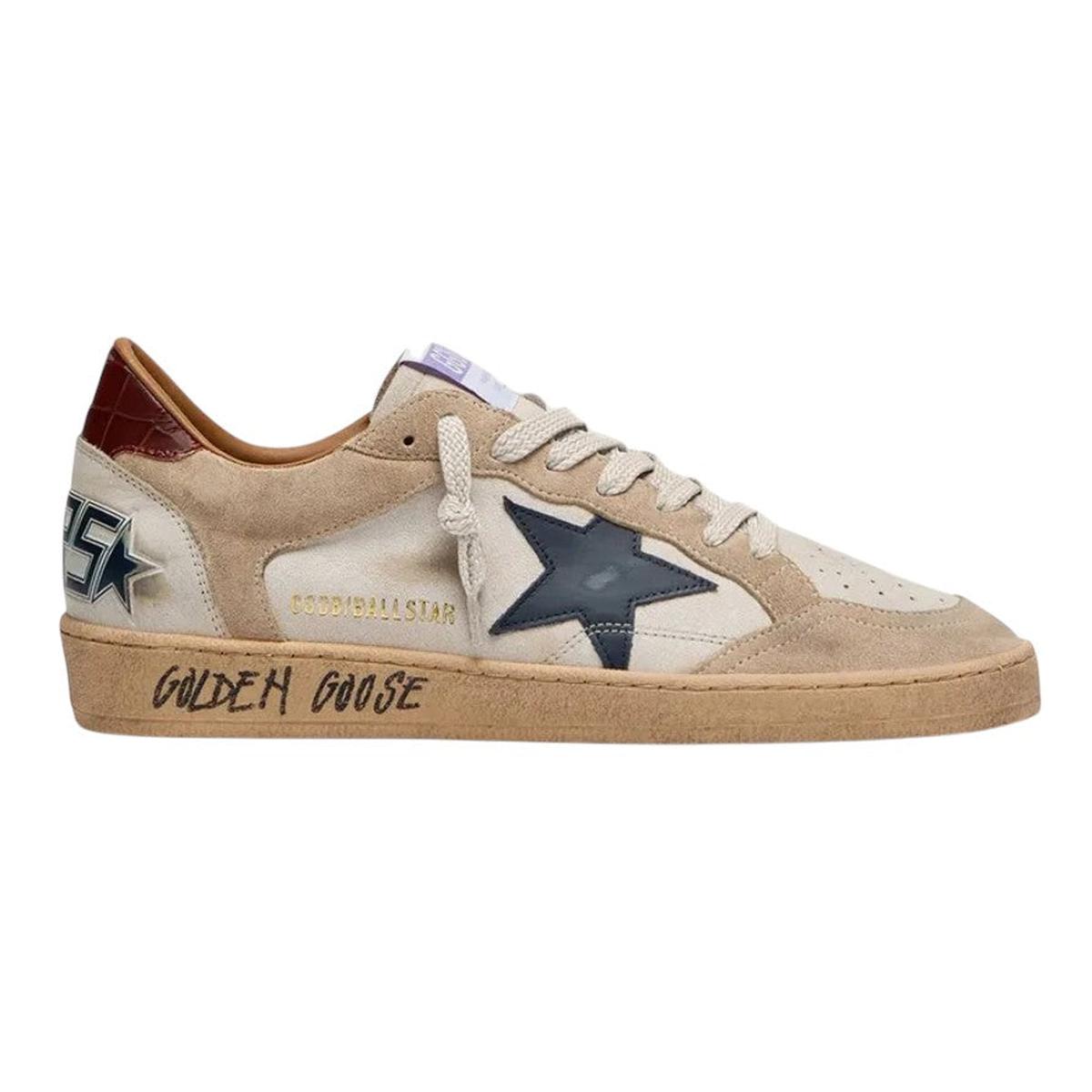 Golden Goose White/Beige/Ink Blue/Brown Ballstar Sneakers
