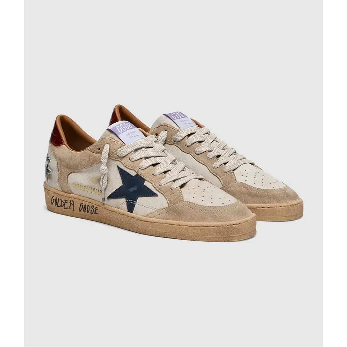 Golden Goose White/Beige/Ink Blue/Brown Ballstar Sneakers