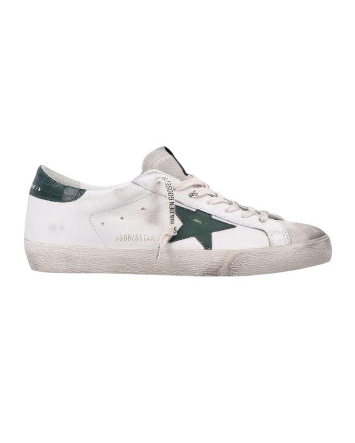 Golden Goose Super-Star Sneakers in White and Green