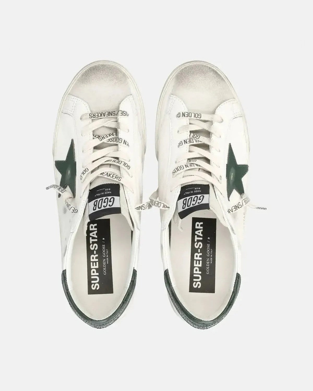 Golden Goose Super-Star Sneakers in White and Green