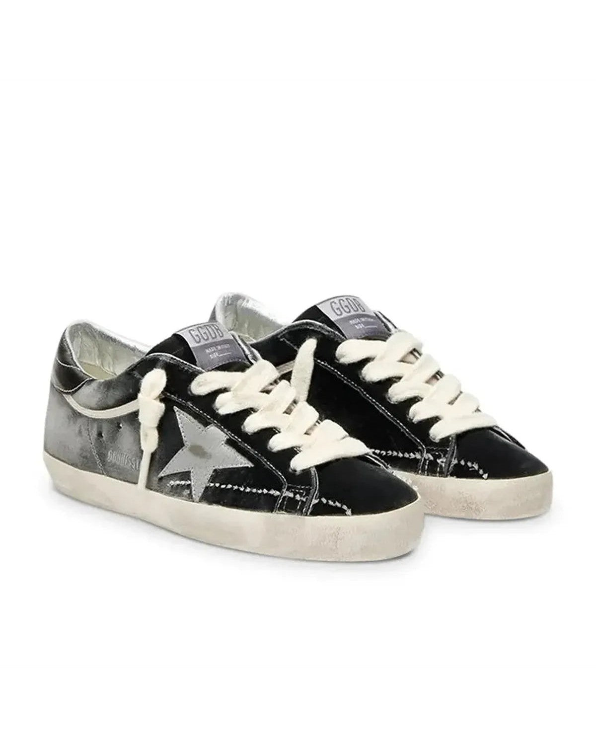 Golden Goose Super-Star Sneakers in Dark Grey and Silver