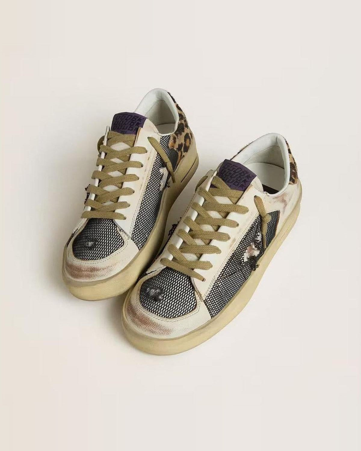 Golden Goose Stardan Sneakers in Leopard and Beige