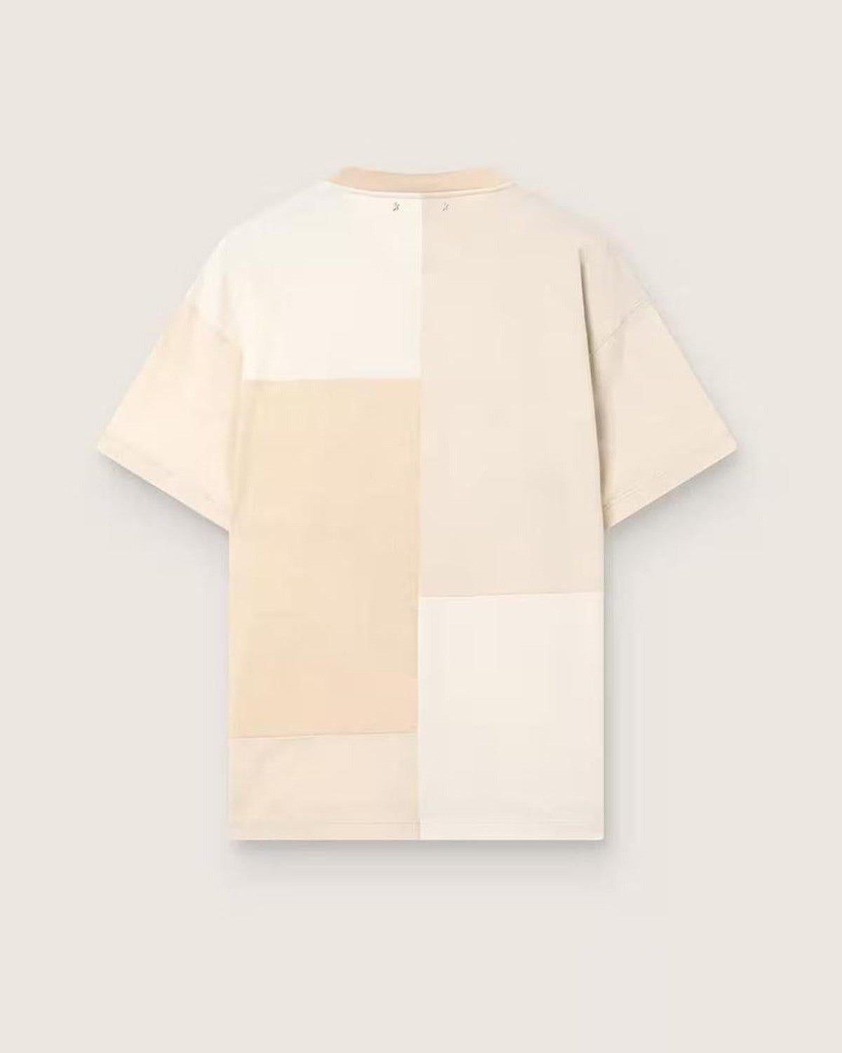 Golden Goose Patchwork T-Shirt in White and Beige