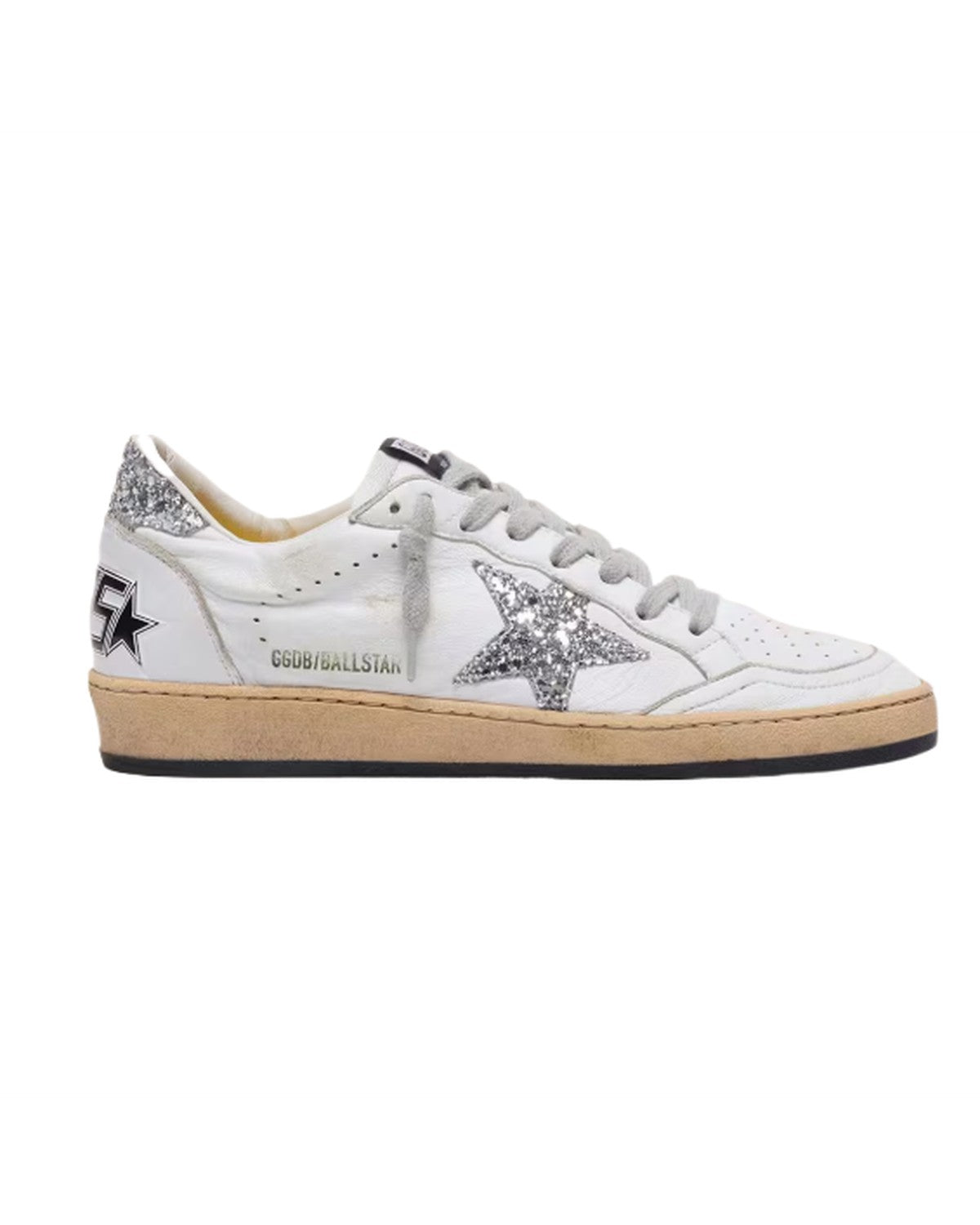 Golden Goose Ball Star Glitter Star Sneakers in White and Silver