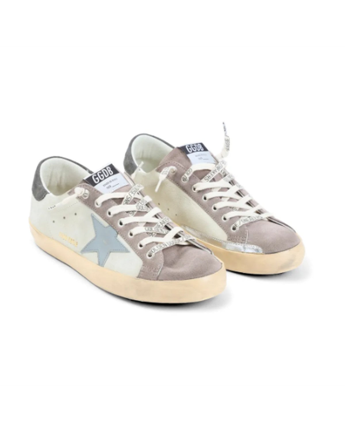 Golden Goose Super-Star Sneakers in Lilac Grey and Blue
