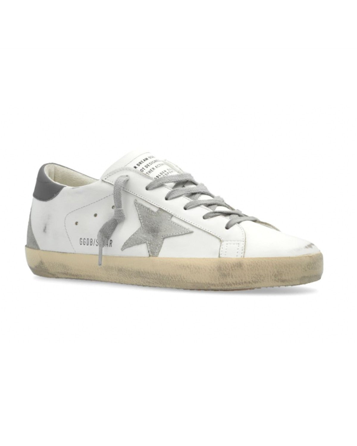 Golden Goose Super-Star Sneakers in White, Ice and Dark Grey