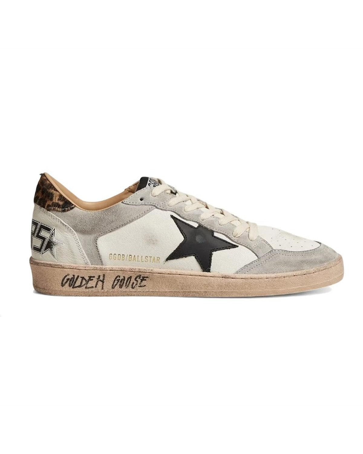 Golden Goose Ball Star Sneakers in Black and Leopard