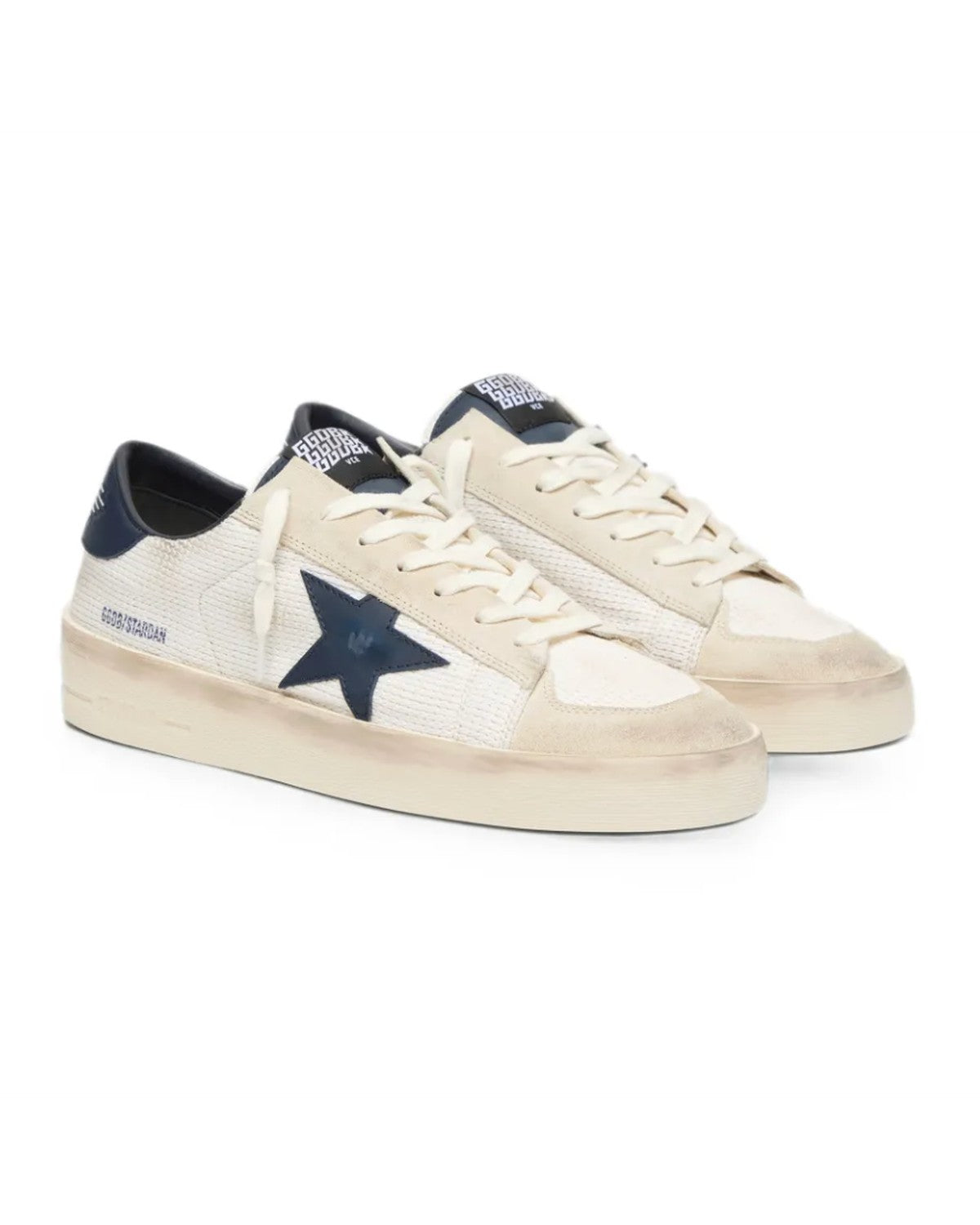 Golden Goose Stardan Sneakers in White, Cream and Blue