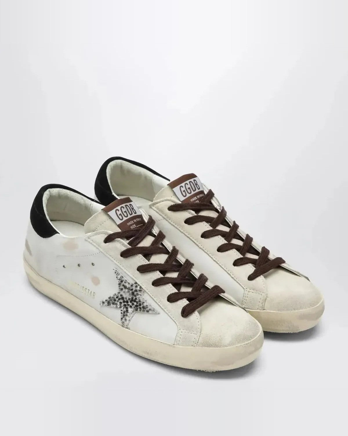 Golden Goose Super-Star Animal Star Sneakers in White and Pearl