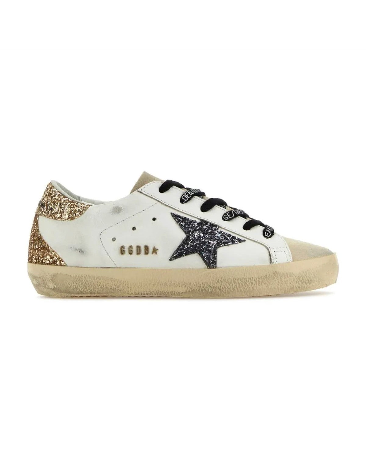 Golden Goose Super-Star Sneakers in White, Silver and Gold