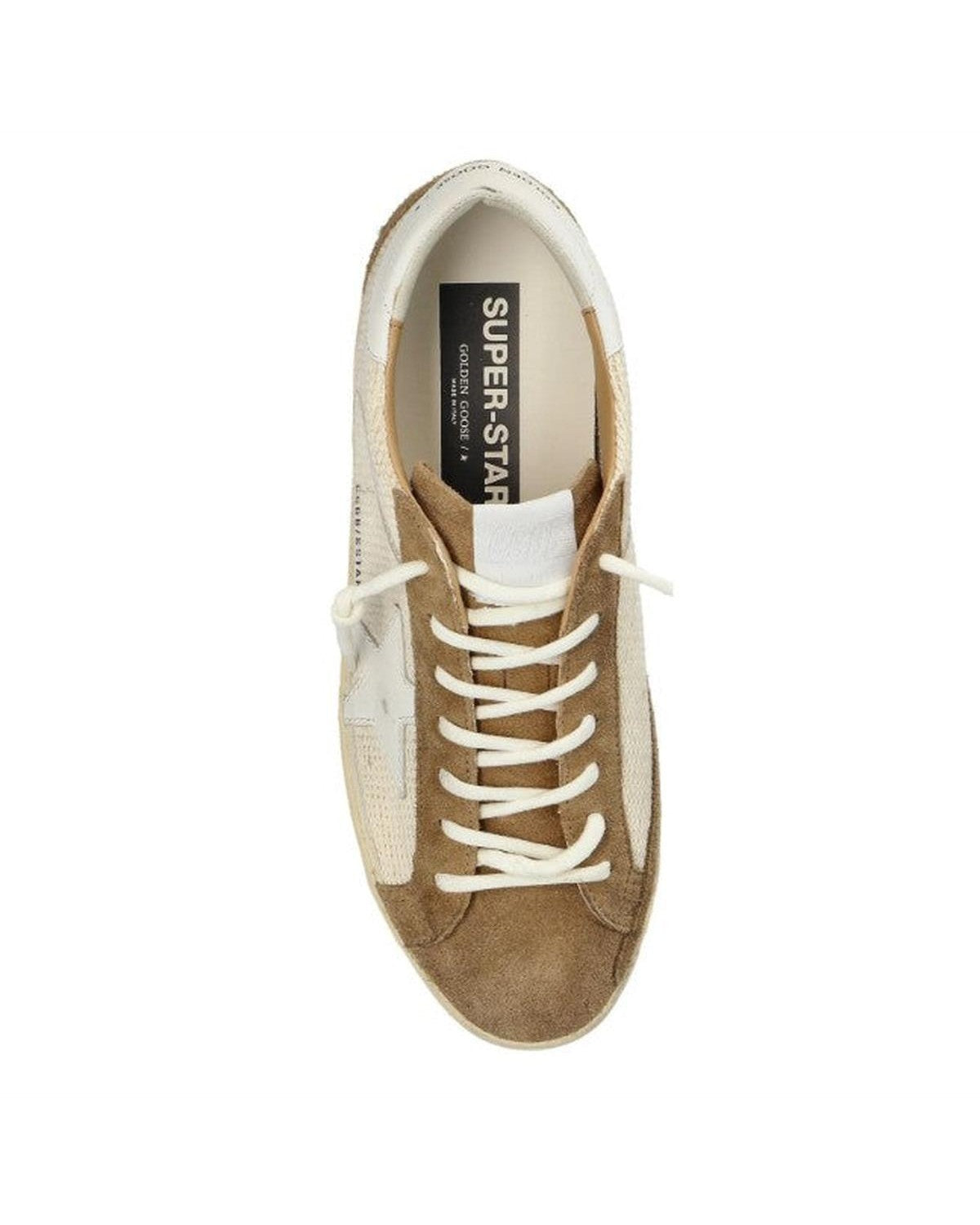 Golden Goose Super-Star Crochet Sneakers in Cream and Brown