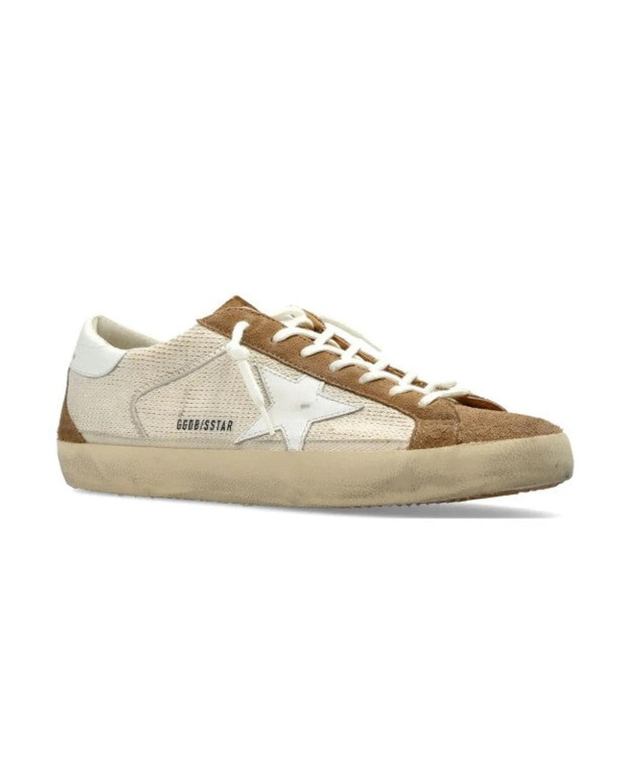 Golden Goose Super-Star Crochet Sneakers in Cream and Brown
