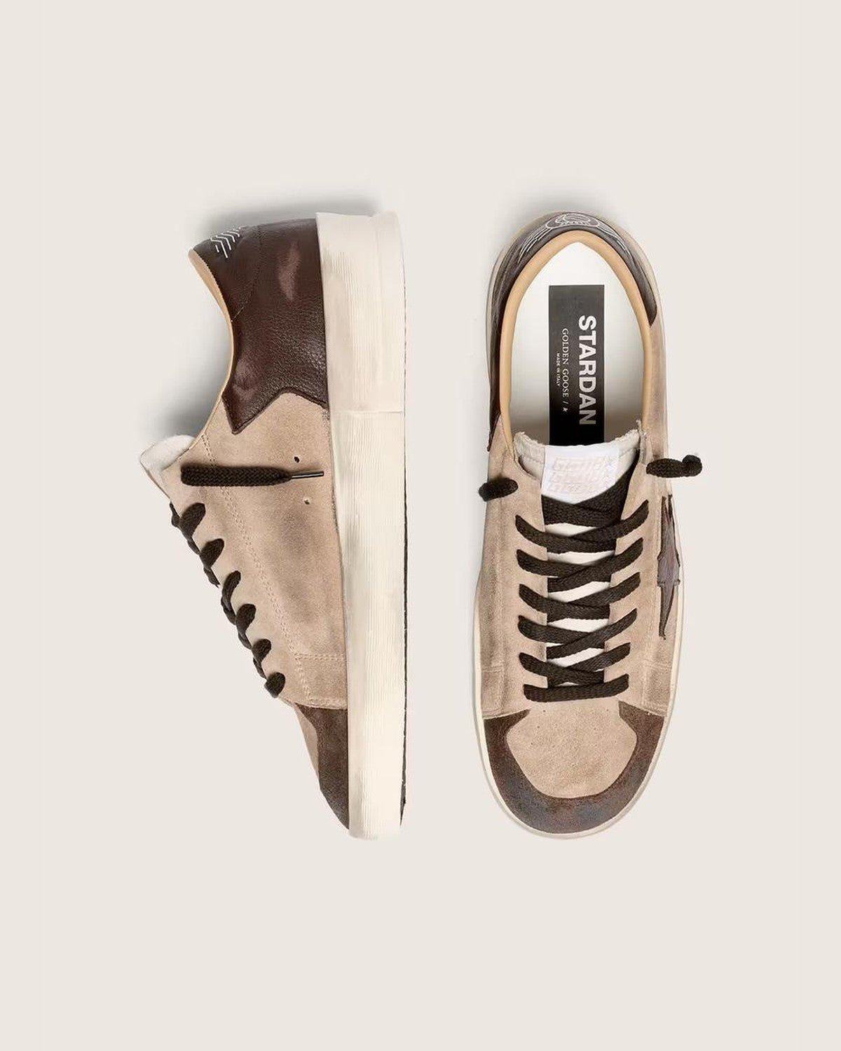 Golden Goose Stardan Sneakers in Beige and Brown