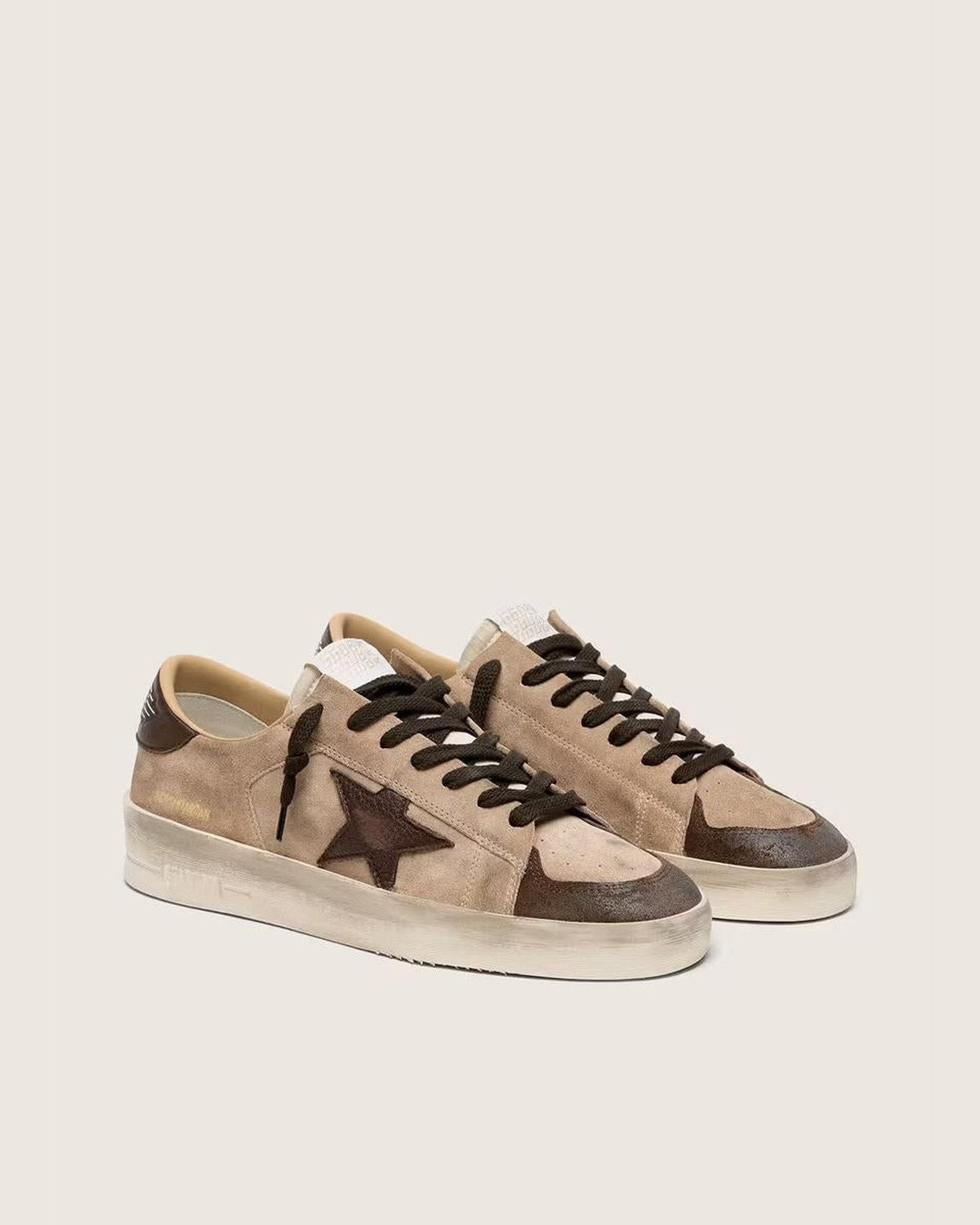 Golden Goose Stardan Sneakers in Beige and Brown