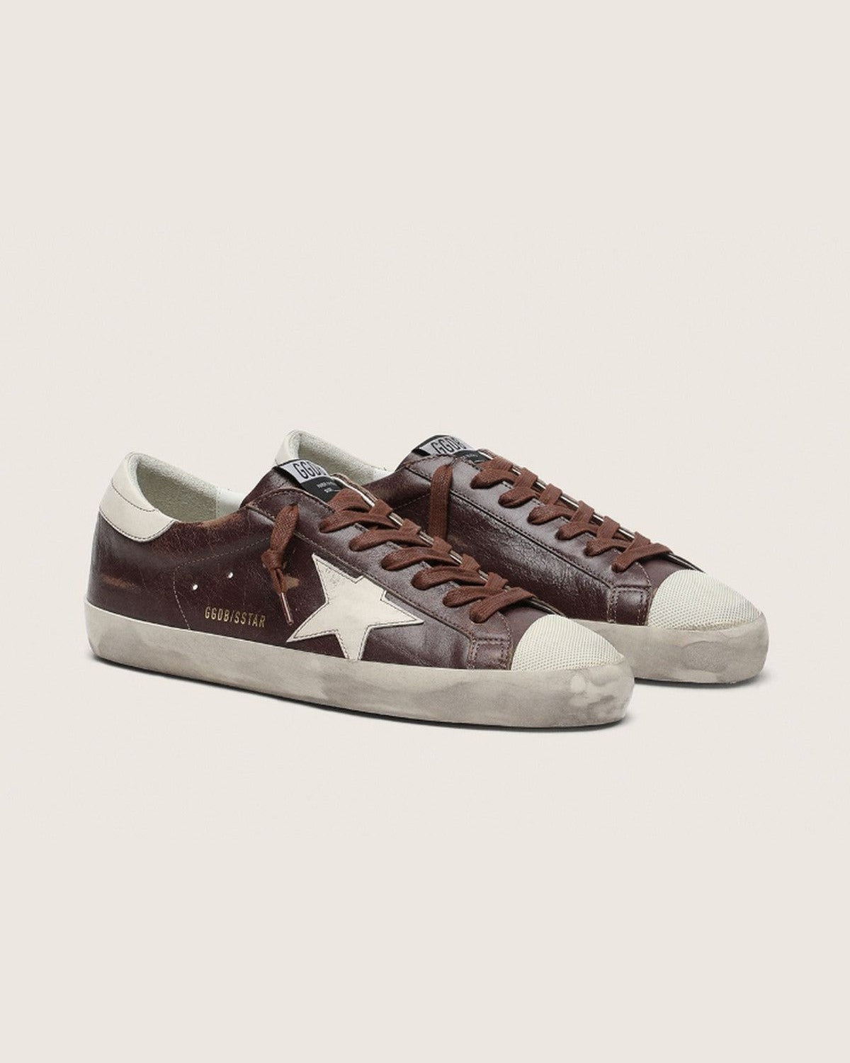 Golden Goose Super-Star Sneakers in Dark Red and Buttercream