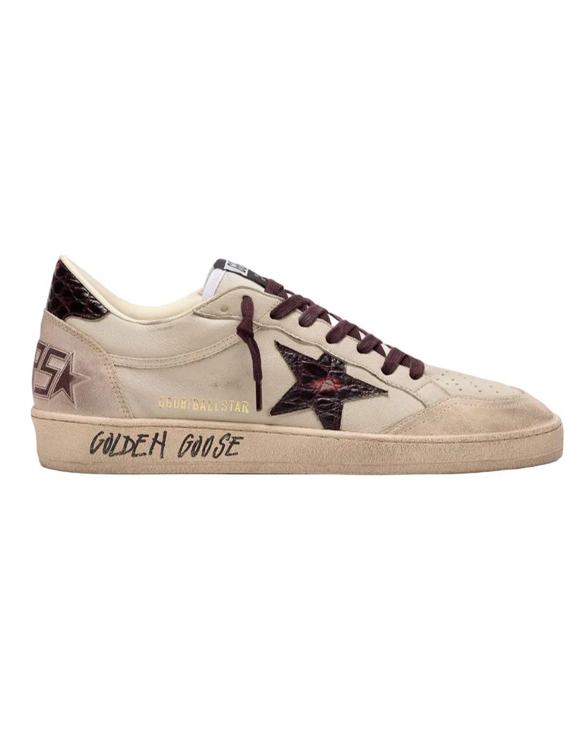 Golden Goose Ball Star Sneakers in Cream and Grey
