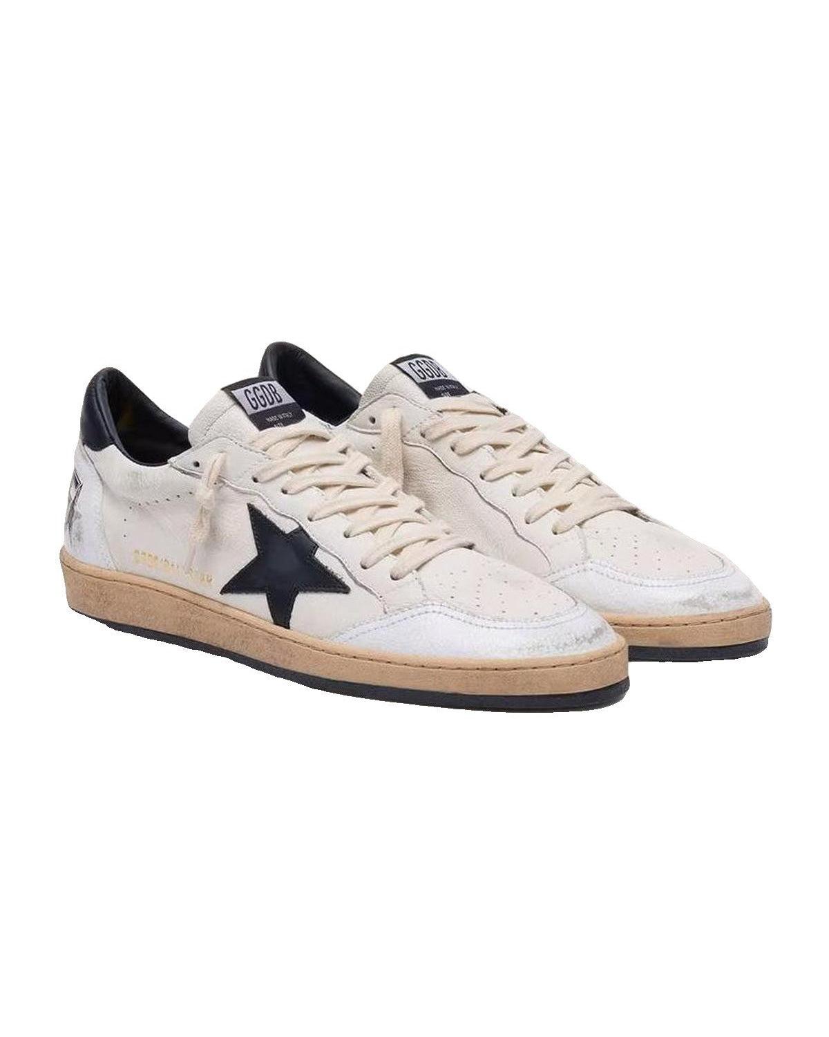 Golden Goose Ball Star Leather Sneakers in White and Black