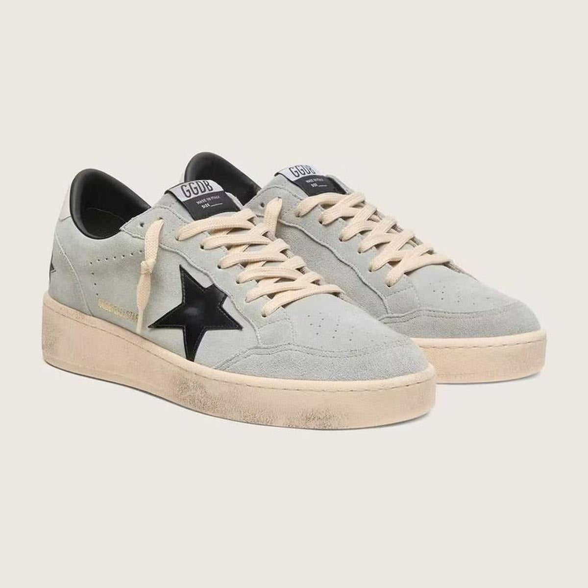 Golden Goose Ball Star Sneakers in Grey, Black and Cream