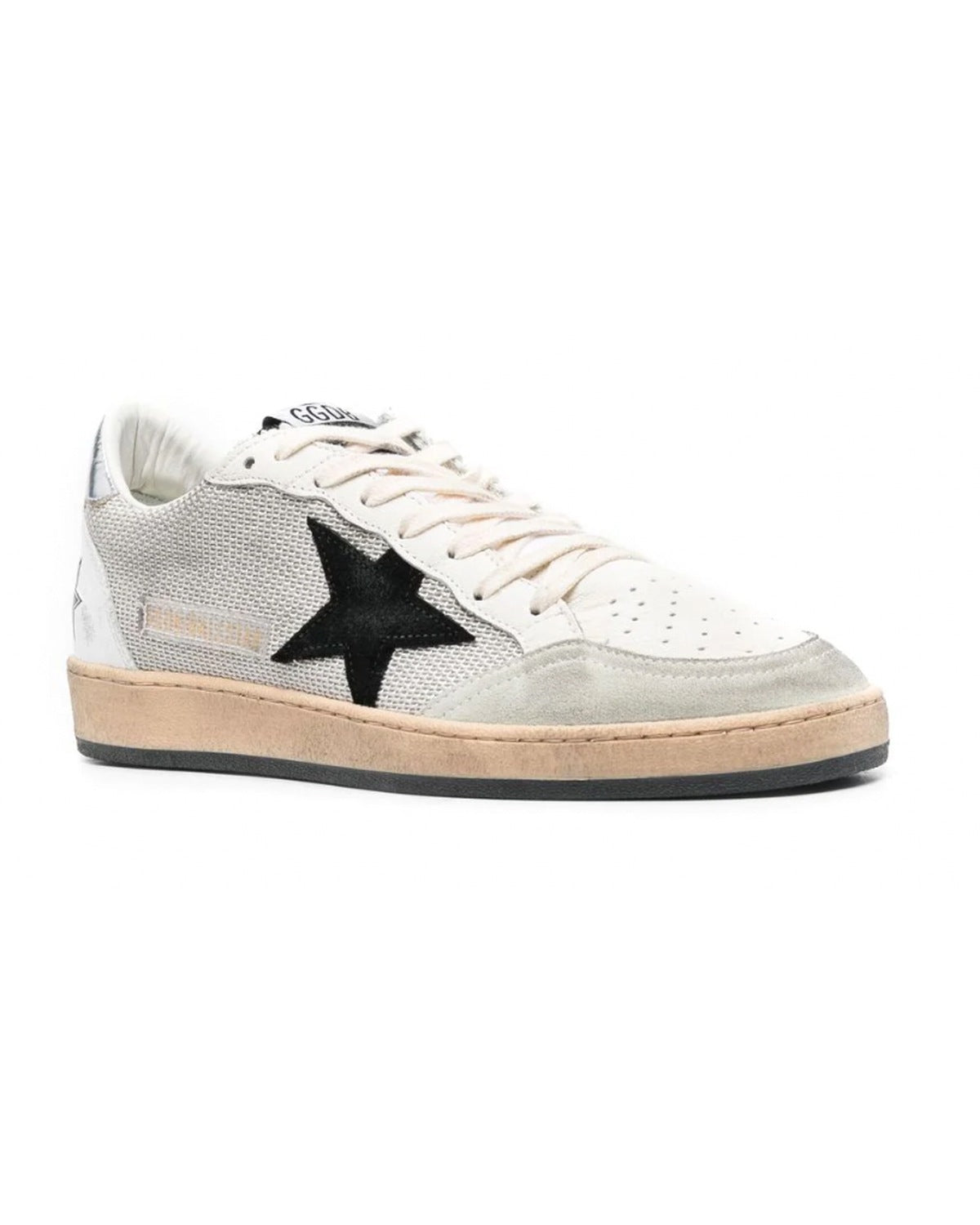 Golden Goose Ball Star Sneakers in Silver and Black