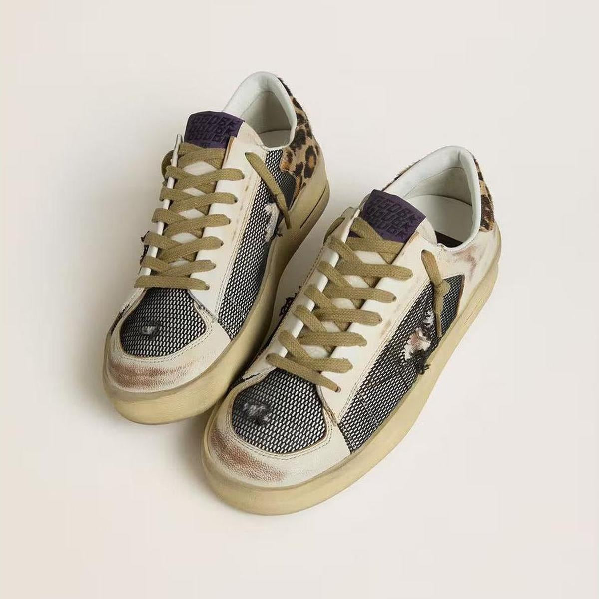 Golden Goose Stardan Sneakers in Leopard and Beige