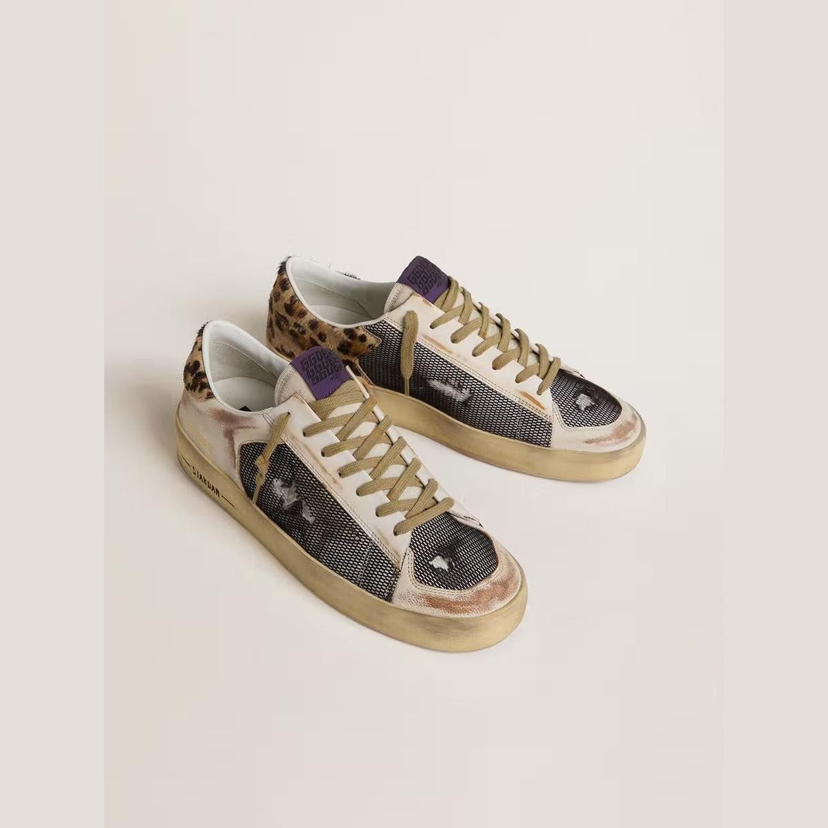 Golden Goose Stardan Sneakers in Leopard and Beige
