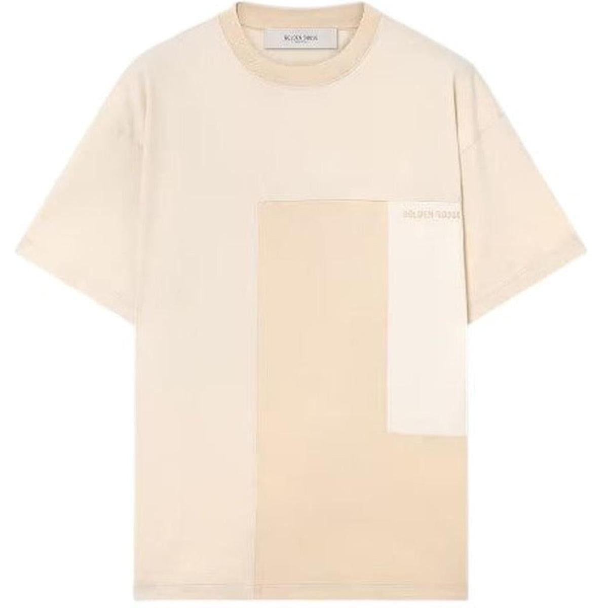 Golden Goose Patchwork T-Shirt in White and Beige