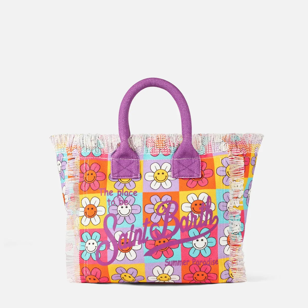 MC2 Saint Barth Colette multicolor smiley daisy print canvas handbag